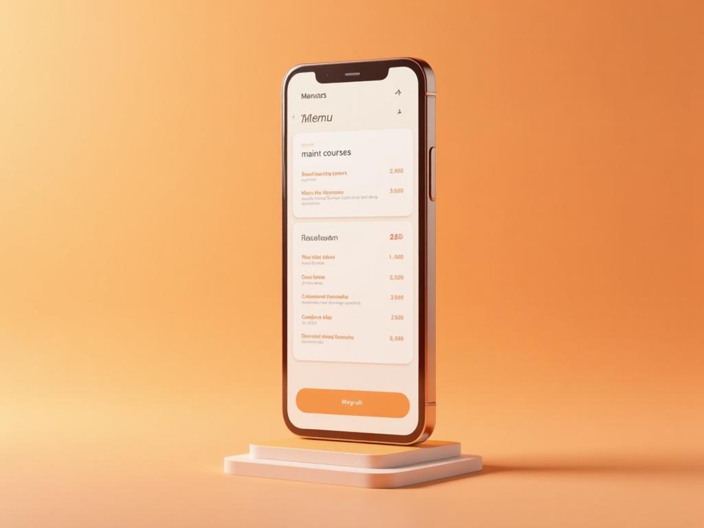 MenuHub digital menu on smartphone showing restaurant menu with categories, items, and prices