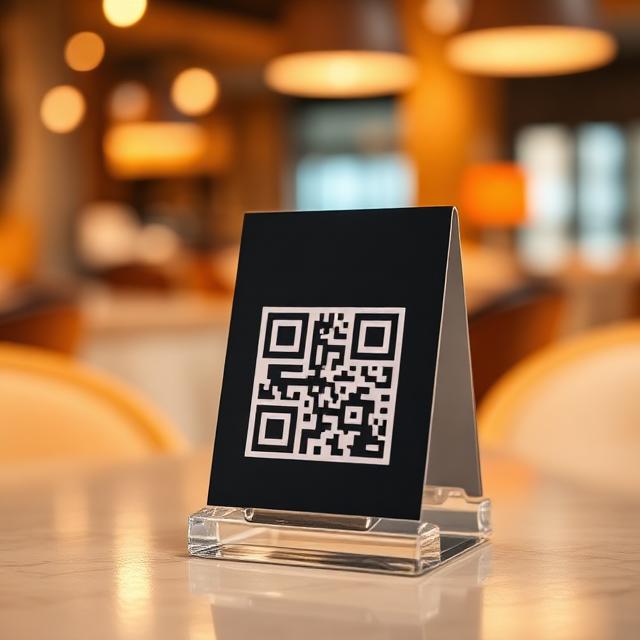 QR code placed on restaurant table for contactless menu access